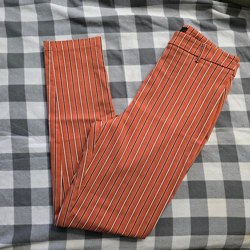Forever 21 Size M Rust Orange Striped High Rise Skinny Pants